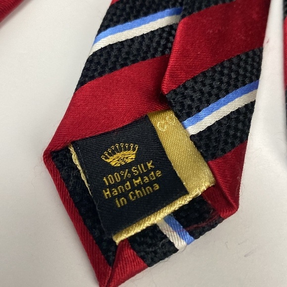 COUNTESS MARA Vintage 90's British Regimental Men's Red White Blue Necktie Tie - Picture 4 of 11